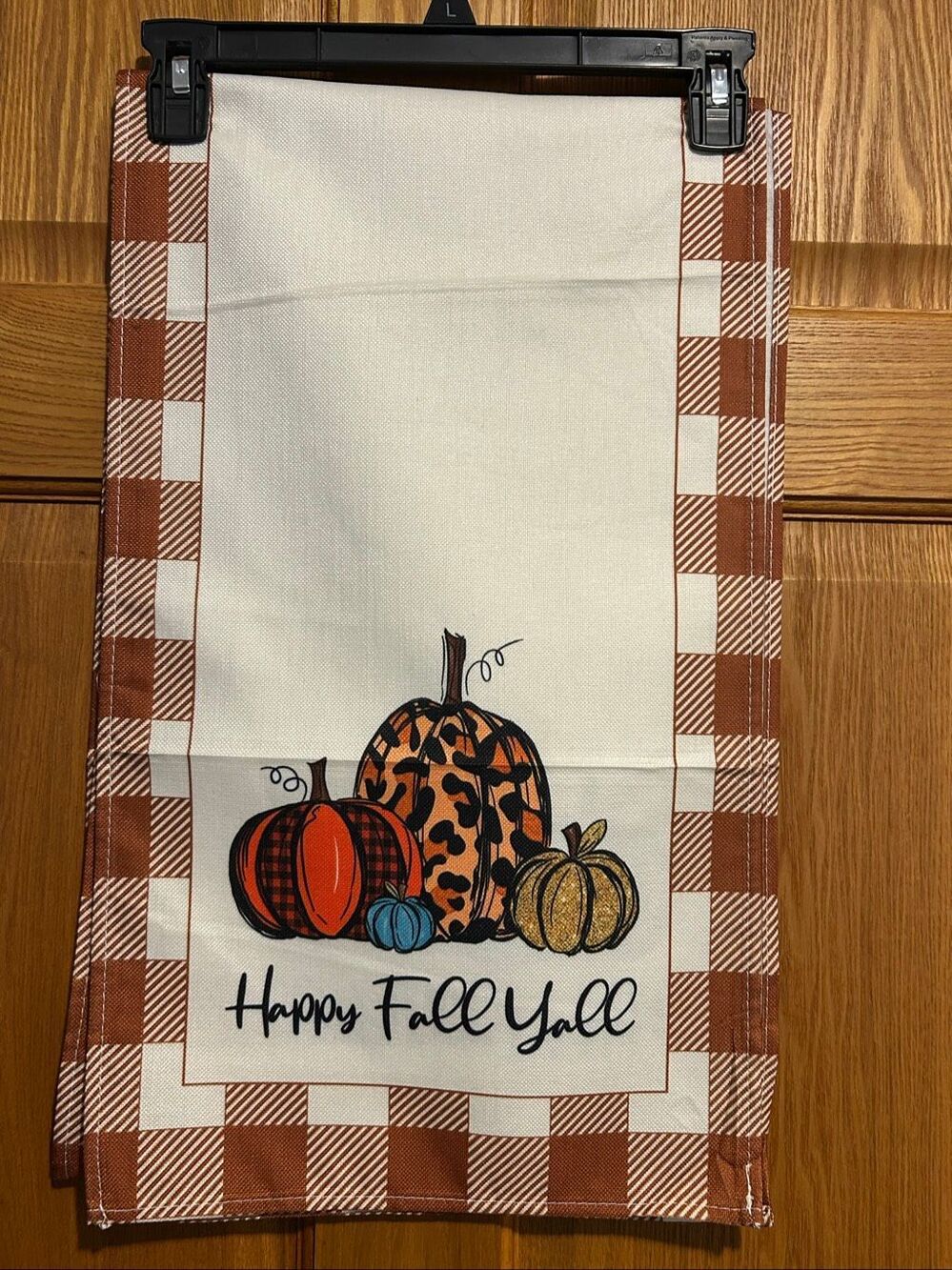 Happy Fall Y'all Table Runner Rust Buffalo Check Leopard Plaid Pumpkins 88” Farm